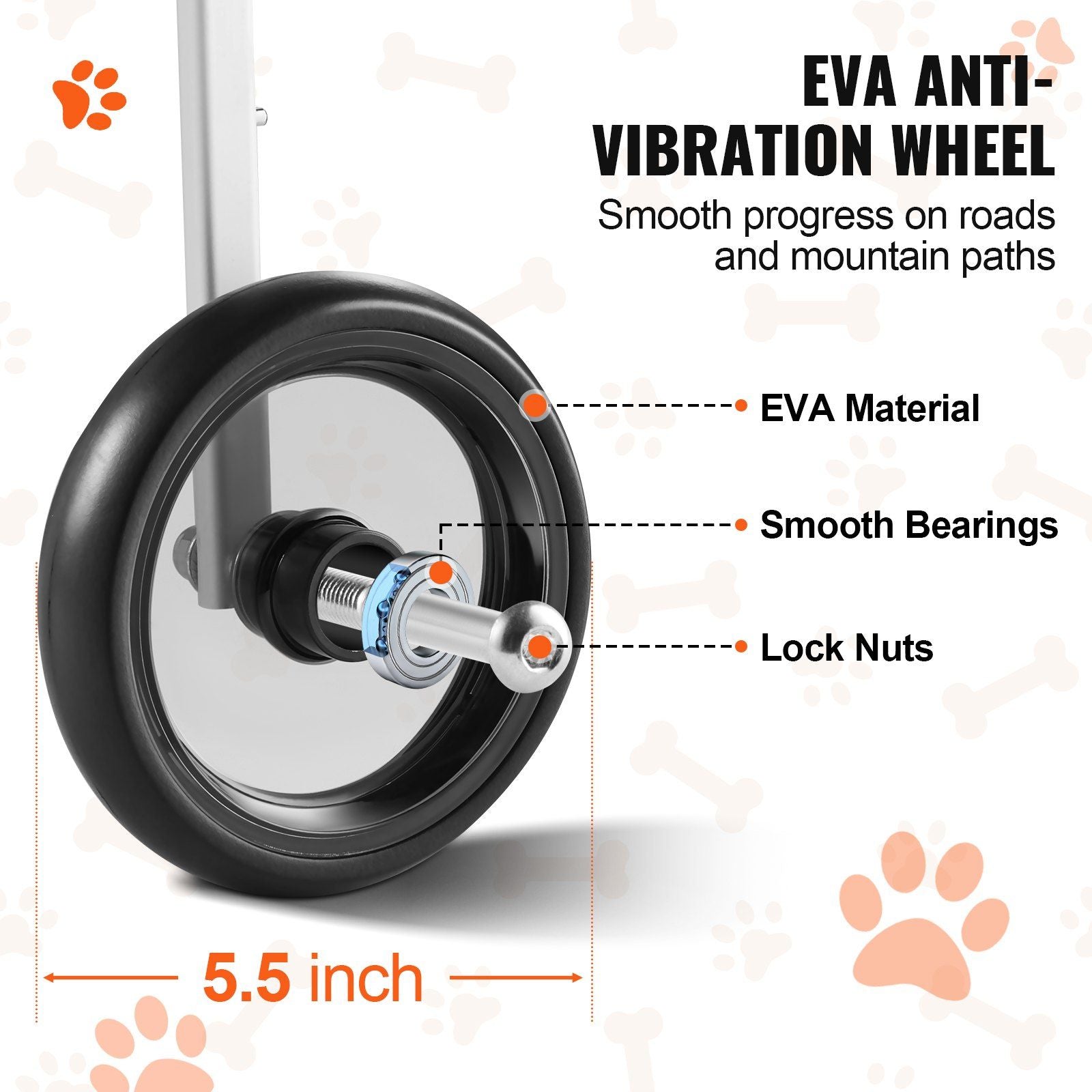 VEVOR 2 Wheels Dog Wheelchair for Back Legs, Pet Wheelchair Lightweight & Adjustable Assisting