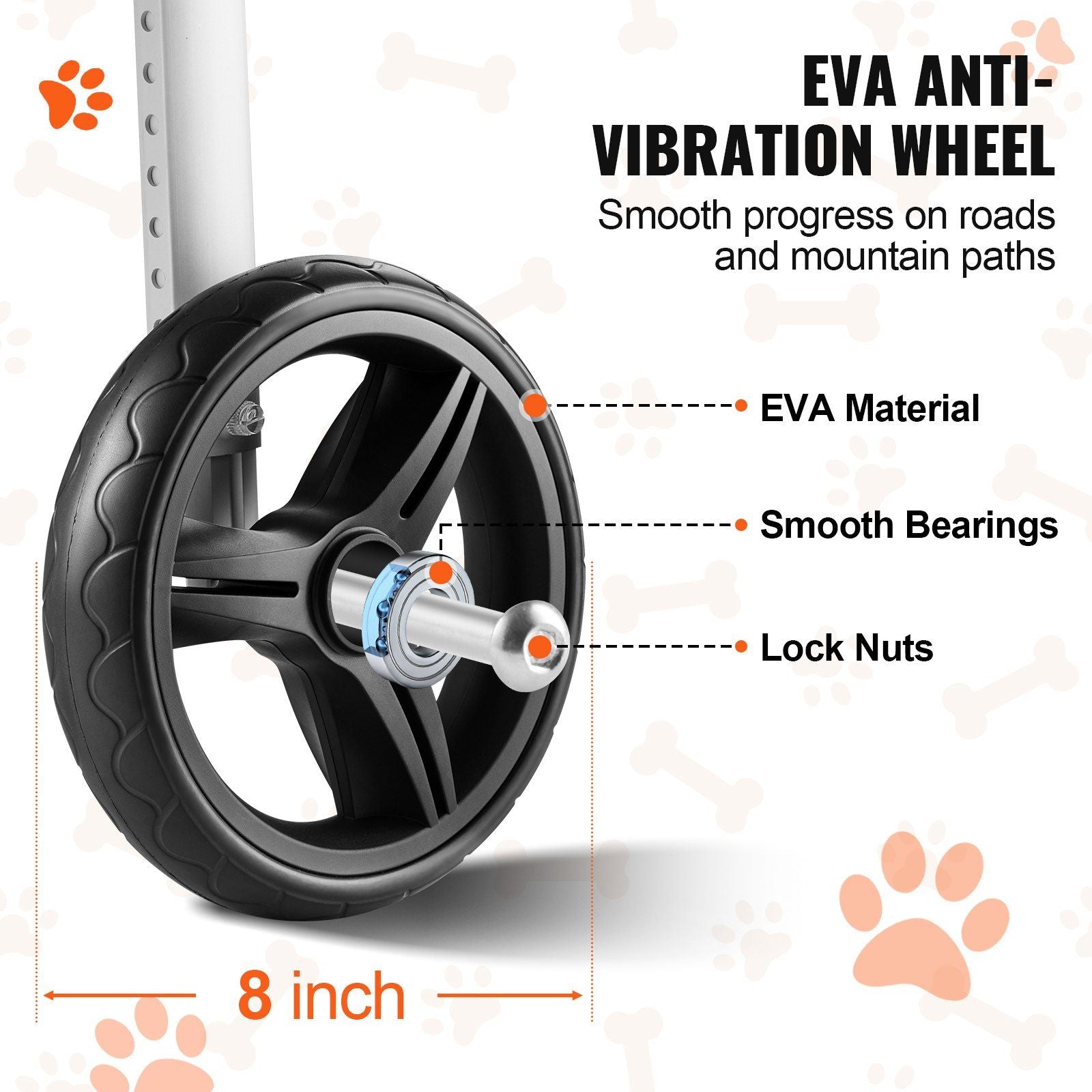 VEVOR 2 Wheels Dog Wheelchair for Back Legs, Pet Wheelchair Lightweight & Adjustable Assisting