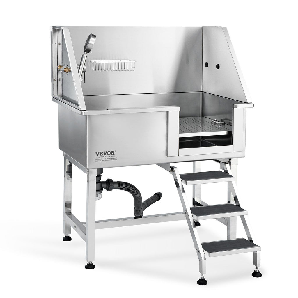 VEVOR Professional Stainless Steel Pet Dog Bathing Station w/ Ramp