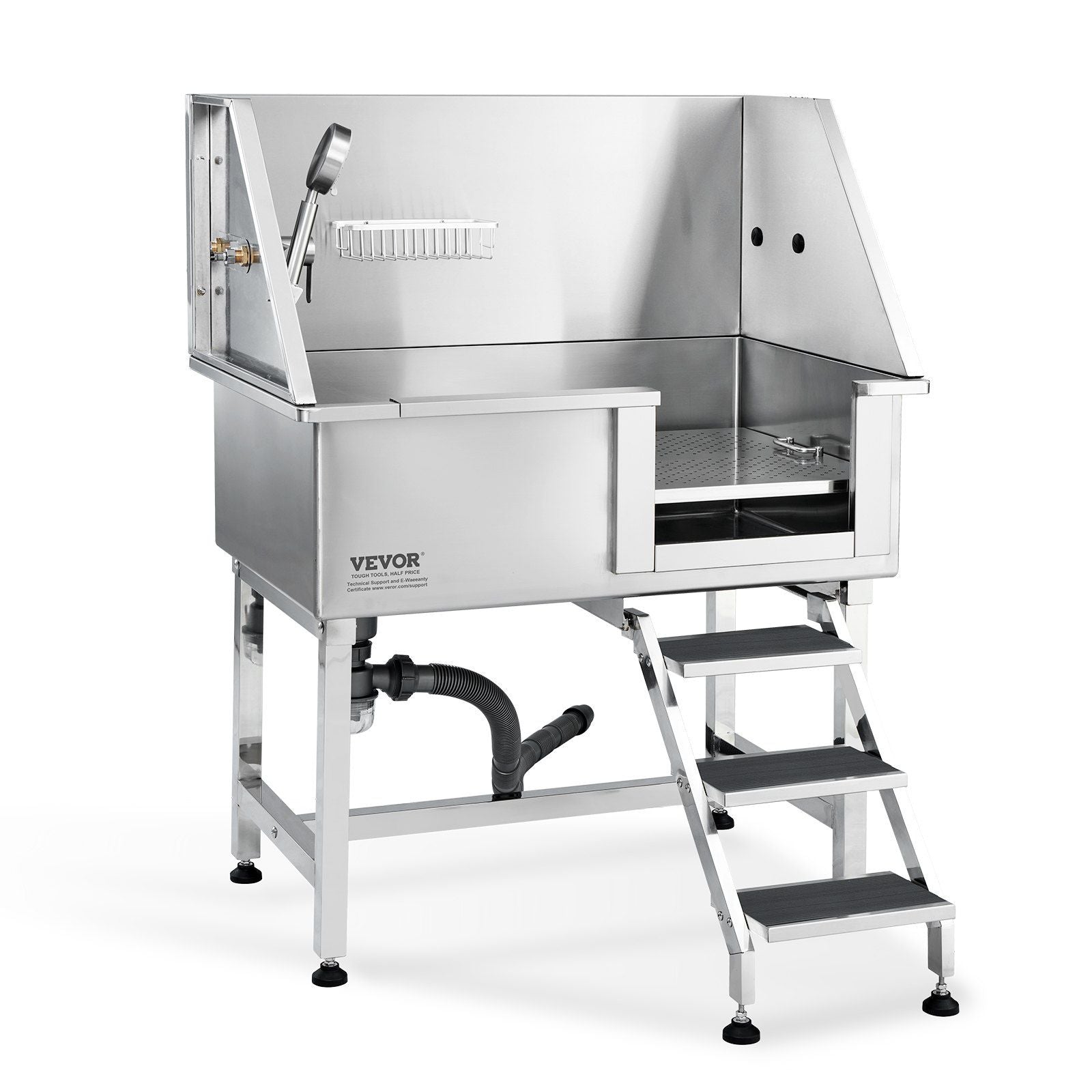 VEVOR Professional Stainless Steel Pet Dog Bathing Station w/ Ramp